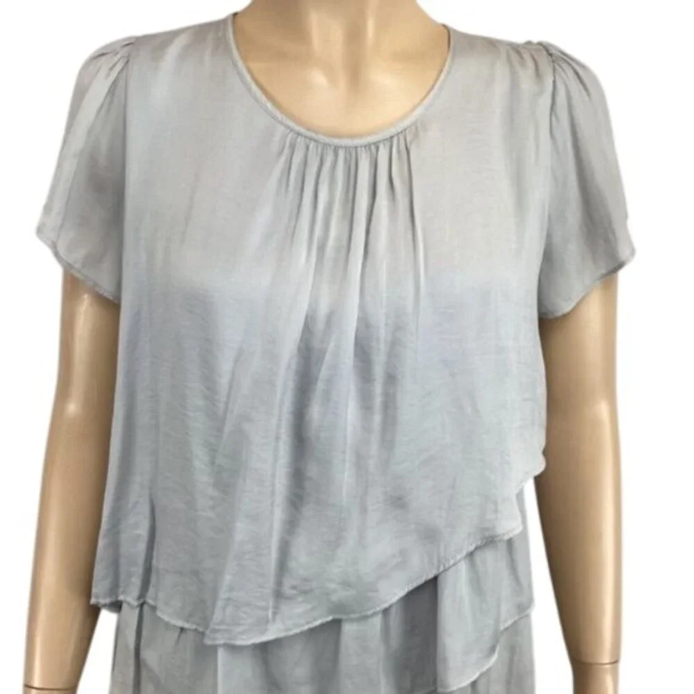 Anthropologie Hazel Silver tiers blouse size XSP‎ Xsmall petite Short Sleeve - Picture 3 of 6